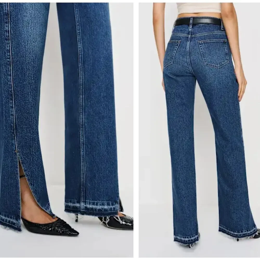 REFORMATION Val 90s Mid Rise Straight Jean Maggiore Vented Let Down Hem Sz 24 R8